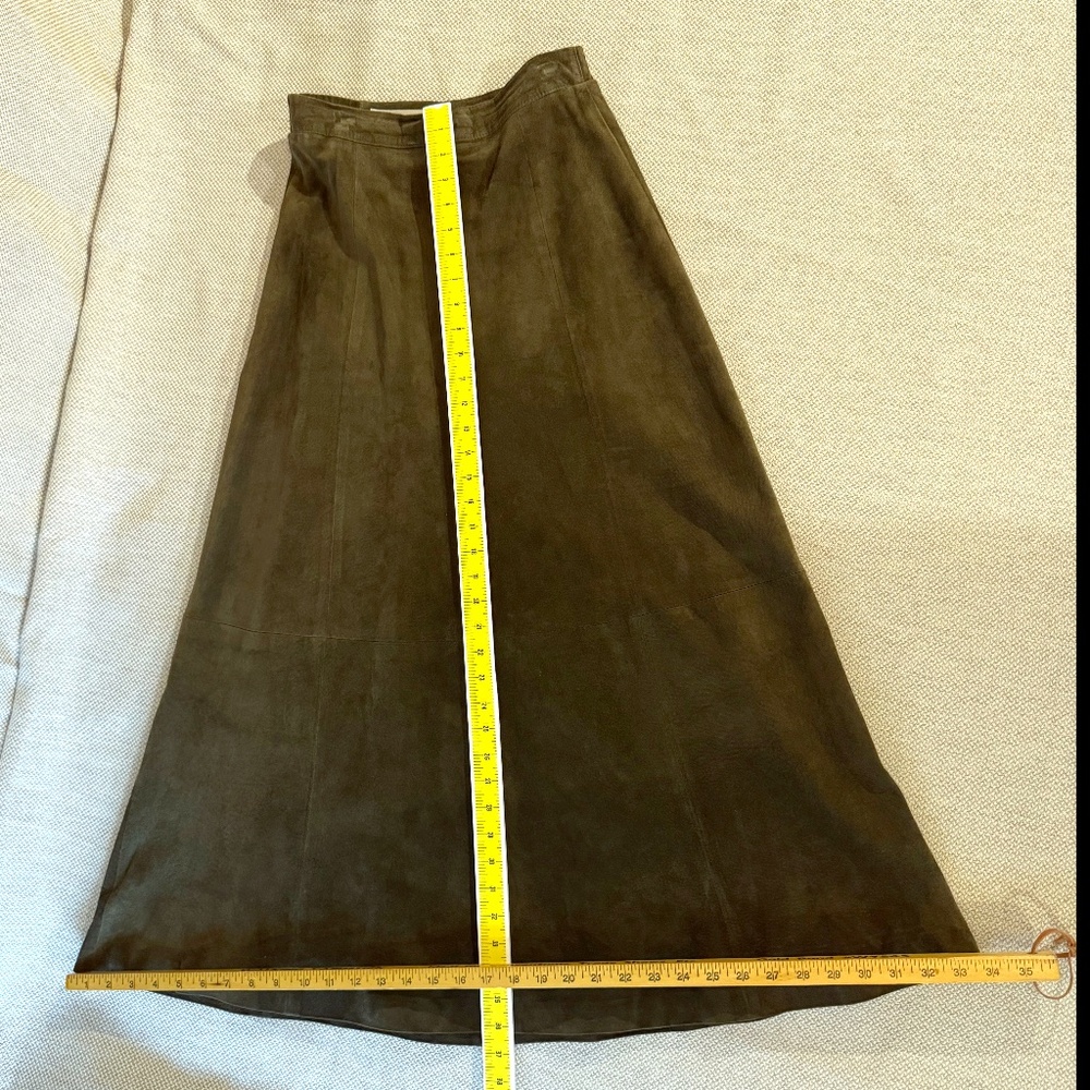 Vintage Olive Green Suede Maxi Skirt